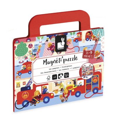 Straż Pożarna  Magnetyczne Magnetipuzzles Janod 4+