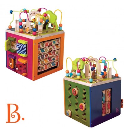 Olbrzymia drewniana kostka edukacyjna z literkami - Zany Zoo - alphabet spiners B.Toys
