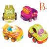 4 miękkie autka z napędem Wheeee-ls! B.Baby - samochód, ciężarówka, taxi i wyścigówka B.Toys