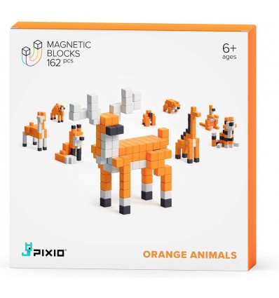 Klocki magnetyczne Pixio 162 el. Orange Animals