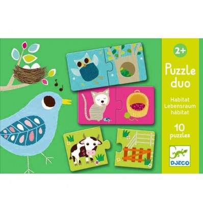 Zwierzątka i ich Domki Puzzle Duo 20 el. Djeco 2+