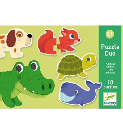 Zwierzątka Puzzle dwuelementowe 10 postaci Djeco