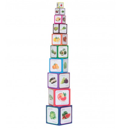 Piramida Zabaw Wieża 10 kostek - owoce i warzywa