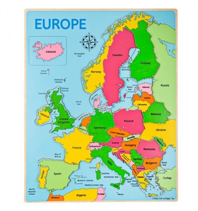 Mapa Europy drewniana układanka 25 el. Bigjigs