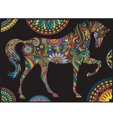 Koń i Mandale Kolorowanka welwetowa 47 x 35 cm
